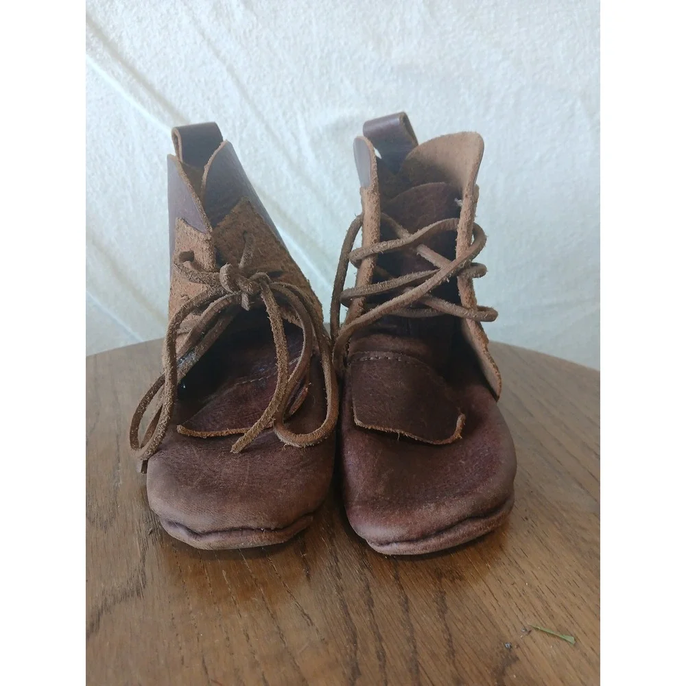 Baby 100% leather booties lagenlook Minimalist barefoot lace up boots shoes